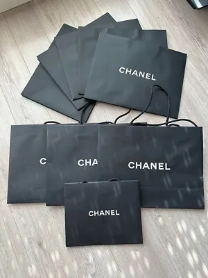 [Set Of 9] Authentic CHANEL Matte Black Shopping Paper Gift Tote Bags Bulk Sale • £126.14