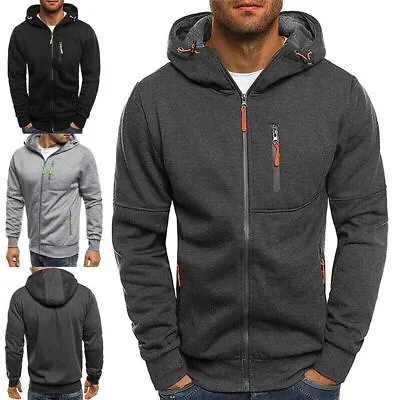 £12.69 • Buy Mens Winter Fleece Hoodie Cardigan Zip Up Hooded Jumper Coat Jacket Sweatshirt