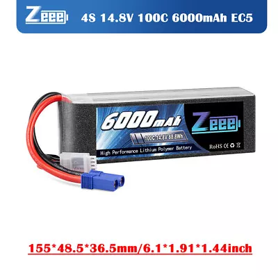 £58.59 • Buy Zeee 14.8V 6000mAh 4S LiPo Battery 100C EC5 Softcase For RC Car Truck Boat UAV