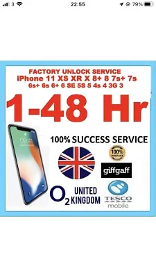 EXPRESS FAST UNLOCK O2 Tesco IPhone  X 8+ 8 7+ 7 6s+ 6s 6+ 6 5se 5s 5 5c • £15