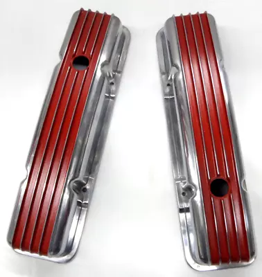 SBC 350 Aluminum Finned Tall Red Valve Covers • $139.95