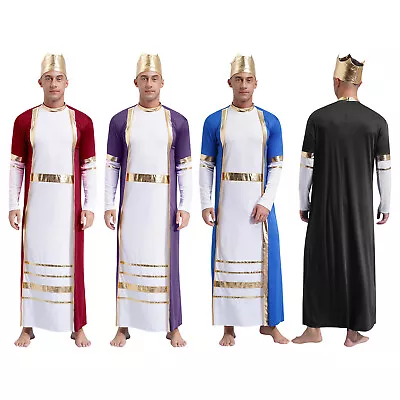 Mens Toga Greek Medieval Spartan Warrior Roman King Mythology Dress Halloween • $25.01