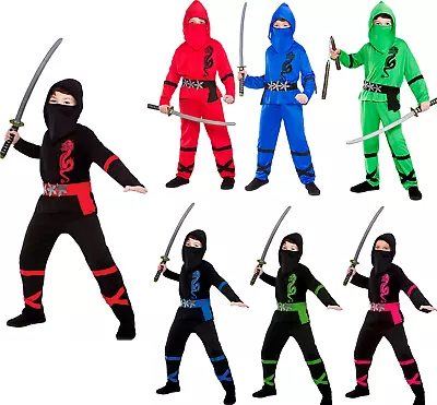 Ninja Costume Boys Girls Power Ninja Fancy Dress Outfit Martial Arts Sports Hall • £10.99