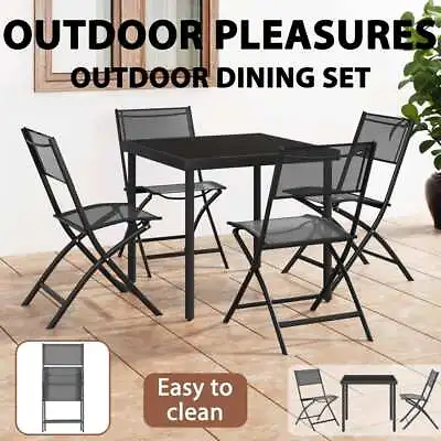 $223.99 • Buy VidaXL Outdoor Dining Set Steel Garden Patio Table Chair Furniture 3/5 Piece