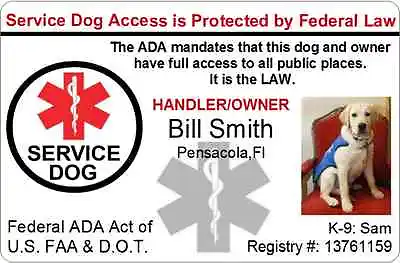 $19.95 • Buy Custom Service Dog / Pet Id Card Badge Id For Service Animal Professional Pvc 21