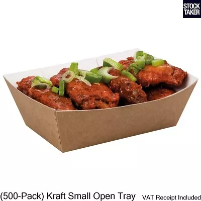 (500-Pack) Small Kraft Open Tray Take Away Serving Fast Food Street Food • £23.95