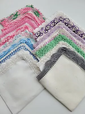 Vintage Ladies Hankies Lot Of 15 Colorful Crochet • $5