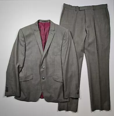 Holland Esquire Mens Suit Set Grey 40R Jacket 34 R Trousers Wool Blend • £38.99