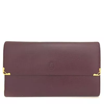Must De Cartier Leather Trifold Long Wallet/1Y0233 • $1