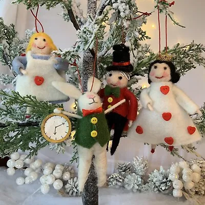 £8.99 • Buy Gisela Graham Alice In Wonderland Felt Figures Christmas Decoration Craft Wool