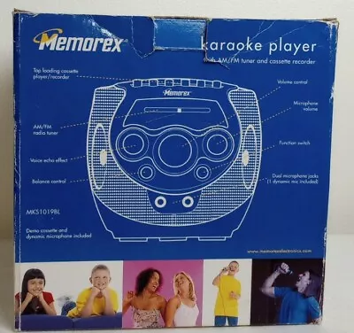 Memorex Cassette Tape &AM/FM Player Stereo Karaoke Machine MKS1019BL • $25