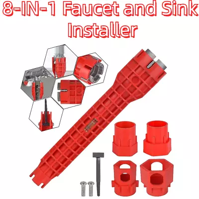 Faucet Sink Installer 8 In 1 Multi Tool Pipe Wrench Plumbing For Kitchen Bathroo • $9.01