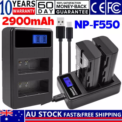 2x 2900mAh NP-F550 Battery + LCD Dual Charger For Sony NP-F570 NP-F750 NP-F970 • $32.99