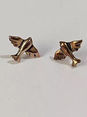 Vintage Copper Flying Bird Stud Earrings. Boho.  Minimalist.  MCM Style.  • $7.20