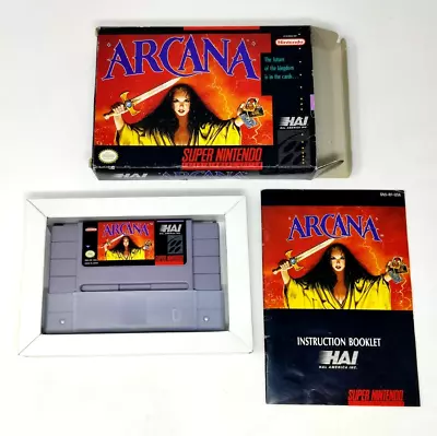 Arcana (Super Nintendo SNES) *Complete W/ Box & Manual - Cleaned Pins - Tested* • $85