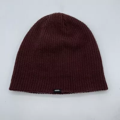 Vans Beanie Adult One Size Core Basics Burgundy Knit Cap Hat Cuff Skateboarding • $10.49