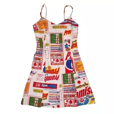 Vintage Y2k Miss Sixty Mini Graphic Printed Dress Size 8uk • £85