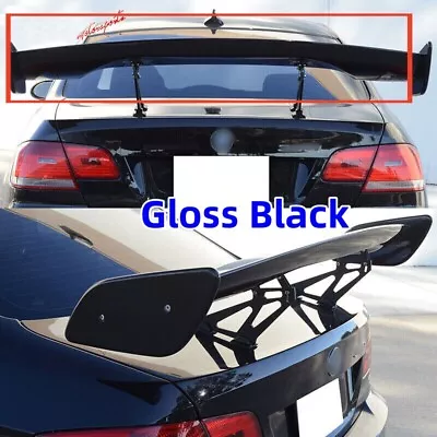 Universal Fit 57In JDM GT Style Rear Trunk Lid Spoiler Wing Lip ABS Gloss Black • $100