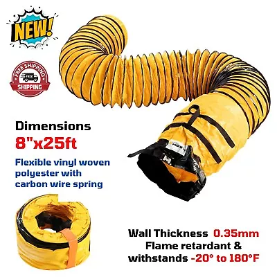 8 X25ft PVC Flexible Duct Hose For Exhaust Blower Fan Confined Space Ventilation • $153.15