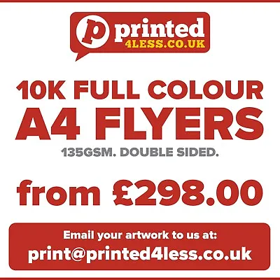 £298 • Buy 10000 A4 Flyers Double Sided Printed Full Colour 135gsm A5 A6 Leaflets Flier