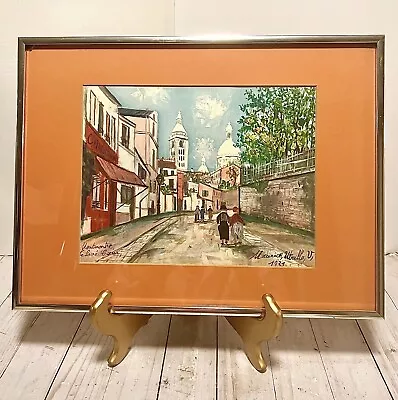 Vintage Matted & Framed Signed Print 1931 “Montmontre Le Lave”by Maurice Utrillo • $47.96