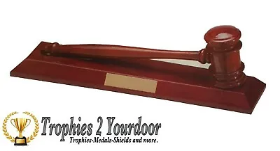 Personalised Law Justice Rosewood Hammer & Gavel Plaque FREE ENGRAVING  • £72.11