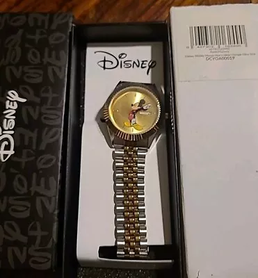 Disney Mickey Mouse Men's Silver Vintage Alloy Watch Articulating Hand Date Nib • $85