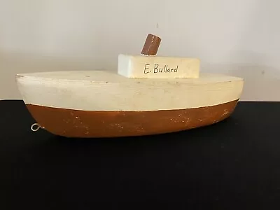 Vintage Handmade Wooden Boat Model Toy  The E. Bullard  • $100