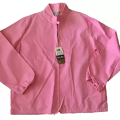 Vintage Pink Cotton Jacket Kmart Zip Up Size Medium SS Kresge Made In Japan NOS • $84.29