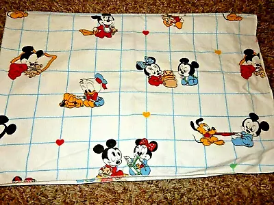 7H Vintage Disney Babies MICKEY MOUSE Flannel Receiving Baby Crib Blanket Lovey • $45.99