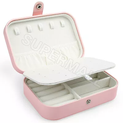 Portable Travel Jewellery Box Rings Organizer Leather Ornaments Display Case OZ • $12.81