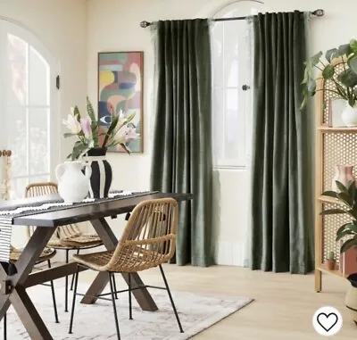 2 Velvet Macrame Trim Light Filtering Curtains-  Opalhouse Designed Jungalow. • $50