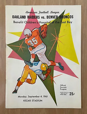 VINTAGE 1961 AFL DENVER BRONCOS @ OAKLAND RAIDERS 2nd YEAR FOOTBALL PROGRAM  • $199