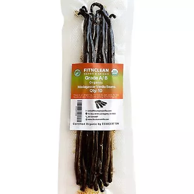 10 Organic Madagascar Vanilla Beans Grade A/B. Certified USDA Organic. 5 -7  ... • $21.05