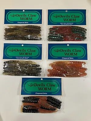 5 Packs Devils Claw Worm Vintage Plastic Fishing Lure Rare Bass Pike Muskie • $16