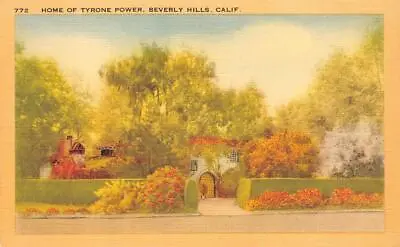 Actor Tyrone Power Movie Star Home Beverly Hills CA C1930s Vintage Postcard • $9.75