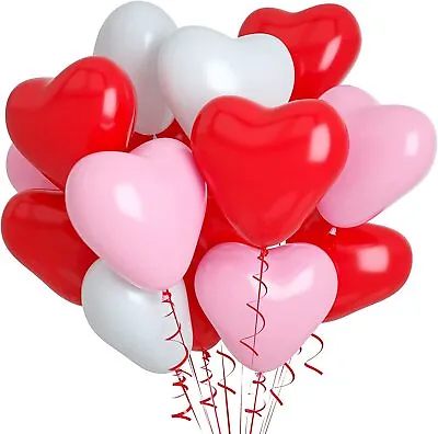 £25.99 • Buy 25 Pk Red & White Heart Shape Balloons Valentines Special Decorations Baloons