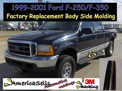 1999-2001 Ford F150 F250 F350 Chrome Black Body Side Molding Trim • $109.99