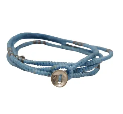 M Cohen Beaded Cord Convertible Wrap Bracelet Turquoise Blue 925 Silver Necklace • $234.99