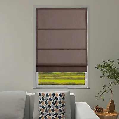 Corded Size Custom Polyester Linen Material Roman Shades Roller Blinds Window • $85.99