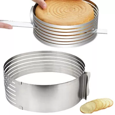 Stainless Steel Cake Layer Slicer Ring Mold Mousse DIY Round Cutt Hot Adjustable • £7.79