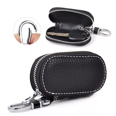 9cm PU Leather Car Auto Smart Remote Fob Key Chain Case Holder Cover Zipper Bags • $21.03