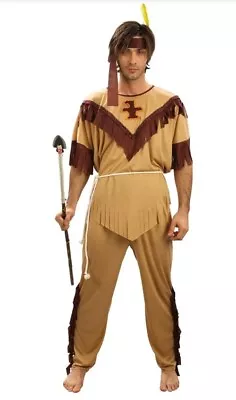 Mens Indian Native American Wild West Western Fancy Dress Costume Adult Outfit • £16.99