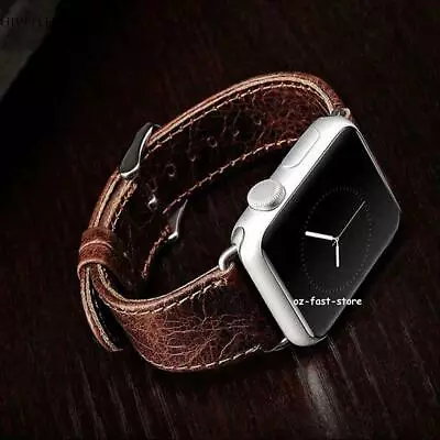 $11.99 • Buy Genuine Leather Watch Strap Band For Apple Watch Series 8 7 SE 6 5 4 321 41-45mm