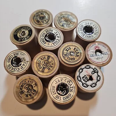 Lot Of 12 Small Empty Wood Sewing Thread Spools Crafts Hobby Vintage • $8