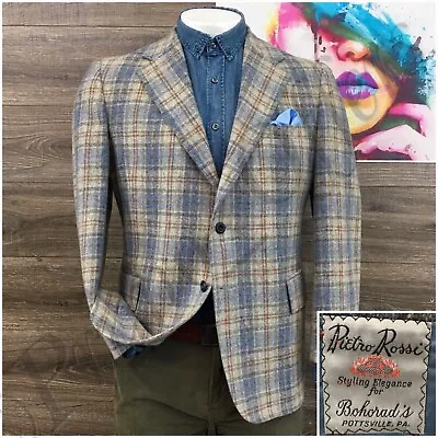 Vintage Mens Tweed Blazer Sport Coat Casual Two Button Jacket Size 42R Wool Suit • $79.95