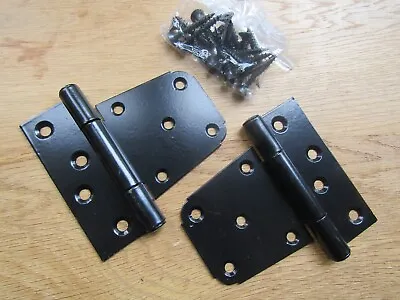 Pair Of BLACK Heavy Duty Offset Hinges For High Gates Sheds Garden Furniture • £18.99