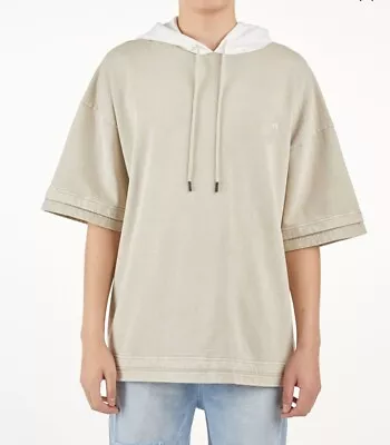$29.99 • Buy NANA JUDY Men's Short Sleeve Vintage Wash Crest Hoodie Sanddune Size Medium 