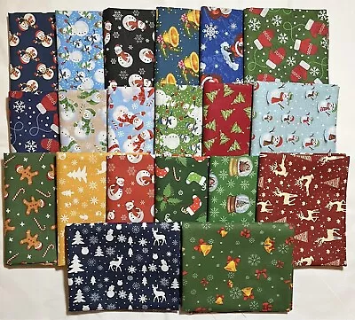 Christmas Holiday Winter #1  ~20 Fat Quarter Bundle~ Snowmen Gingerbread Trees • $22