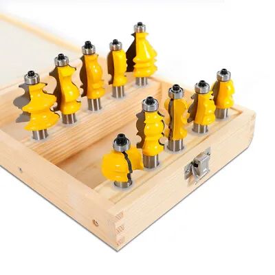 10Pcs 1/2'' Shank Woodworking Milling Tool Architectural Molding Router Bits Set • $72